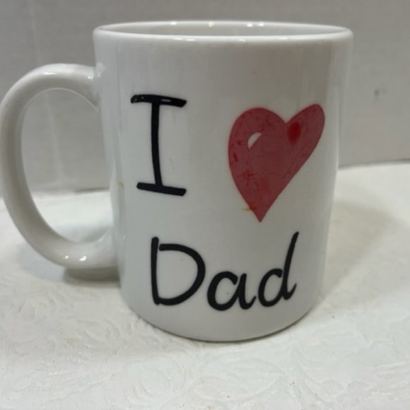 Vintage I ❤️ Dad Coffee Tea Mug Cup White Ceramic I Love Dad 9 Oz - Picture 3 of 7